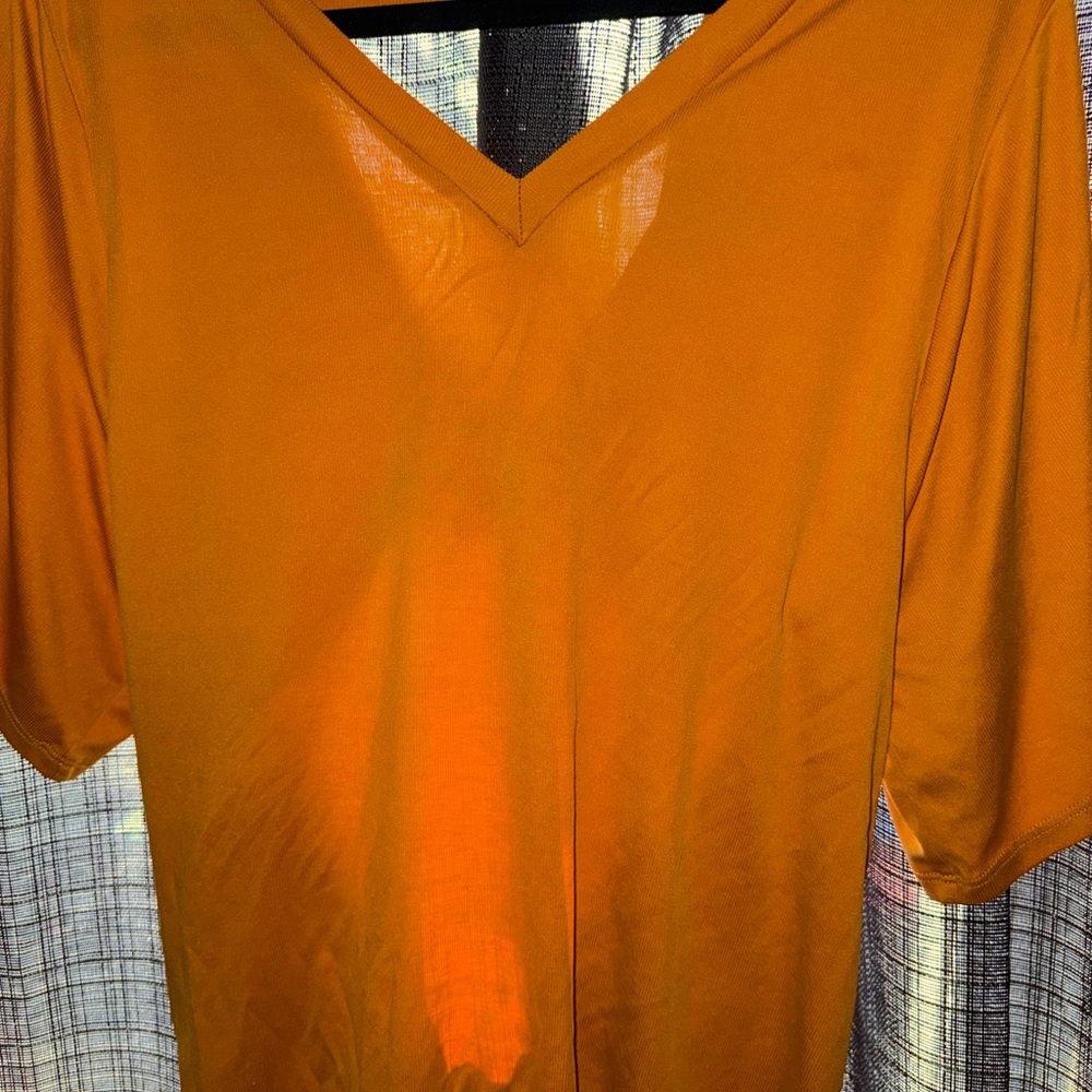 V-Neck Short Sleeve Women's Top in Mustard Yellow